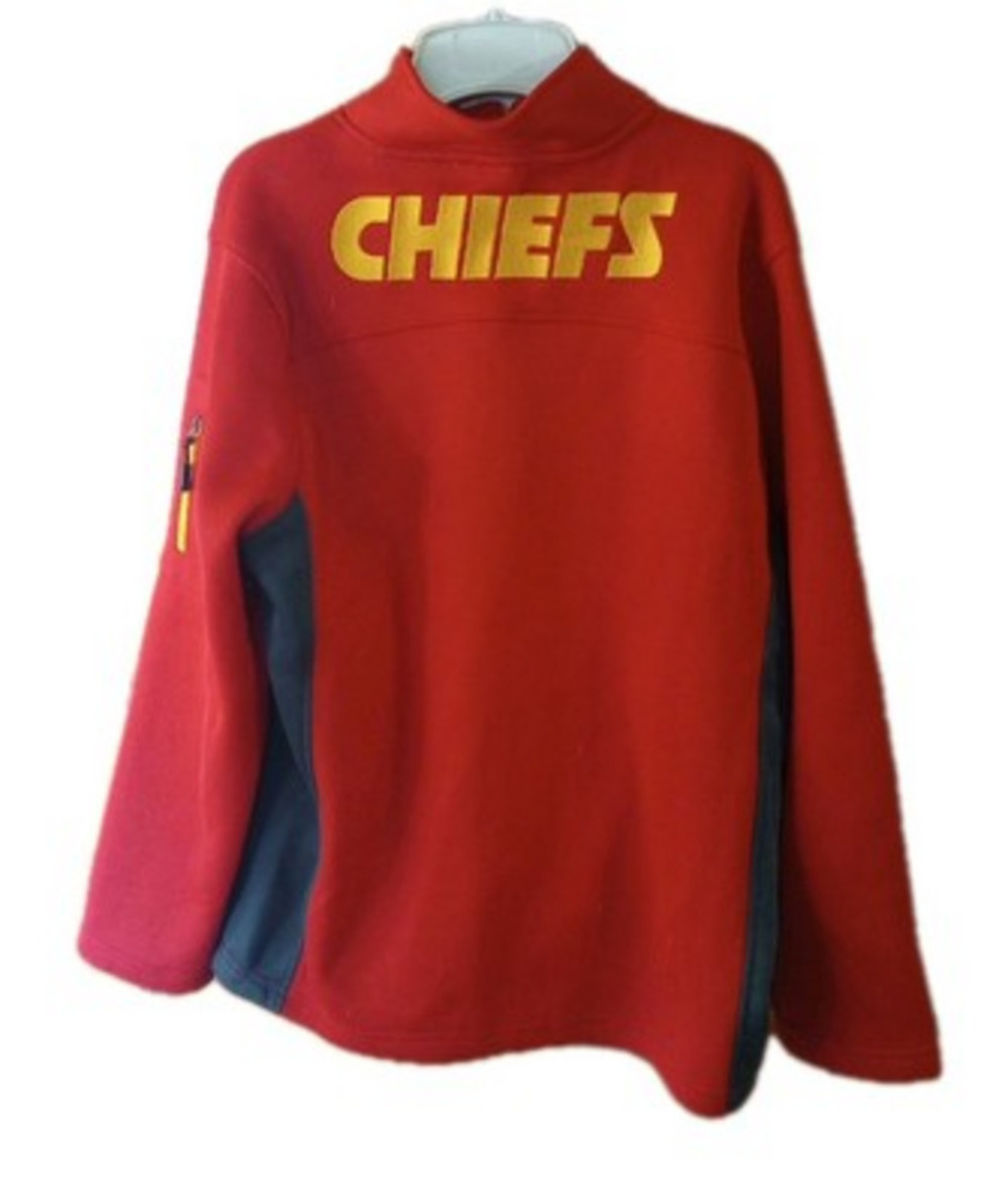 NFL Team Apparel Men's Kansas City Chiefs Pullover Sz XL Quarter Zip Red Fleece‎